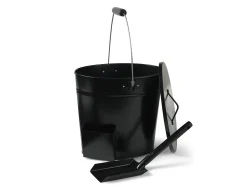 Askebøtte sort metall med spade 15,6l