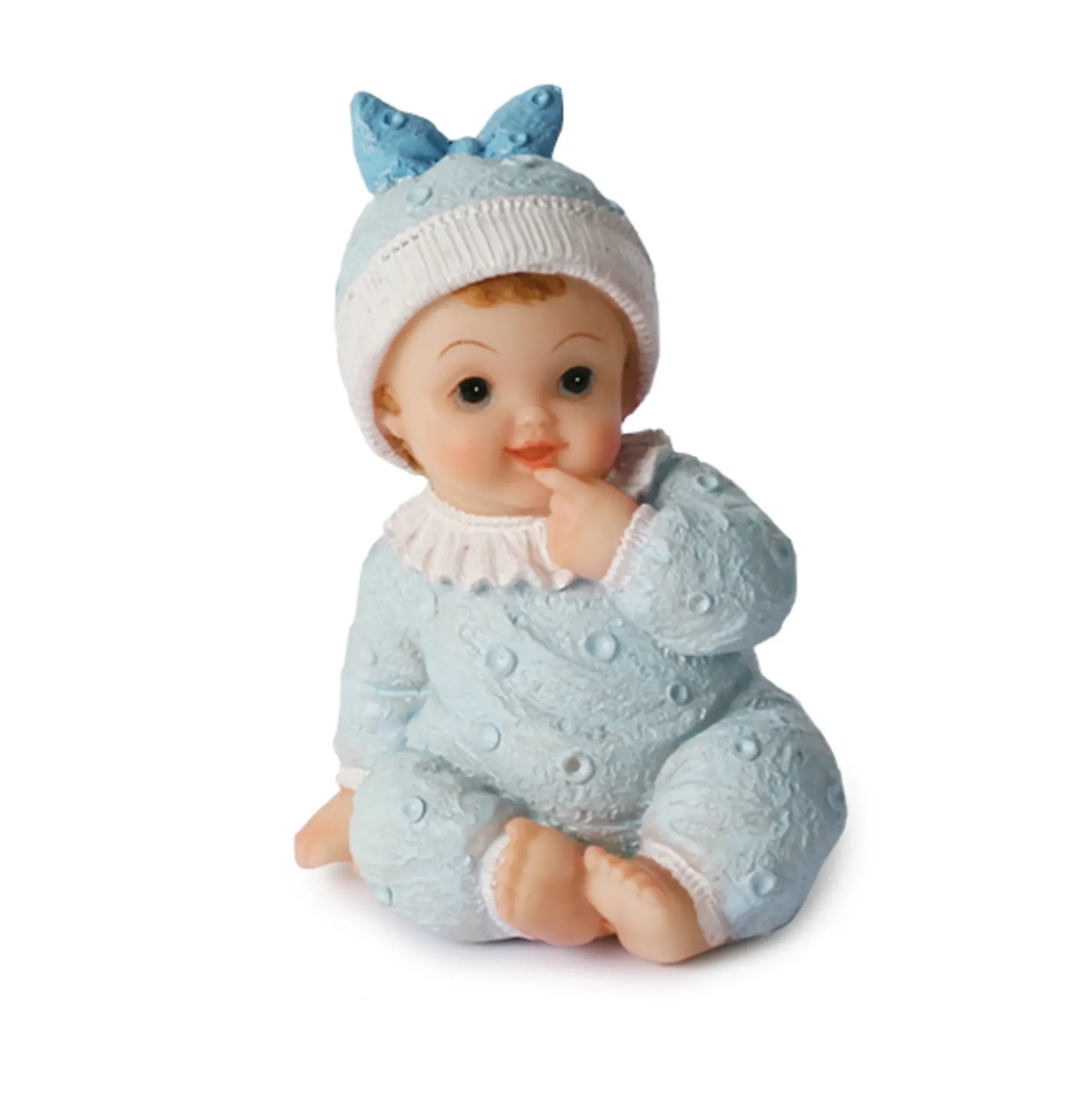 Baby sittende blå 8cm