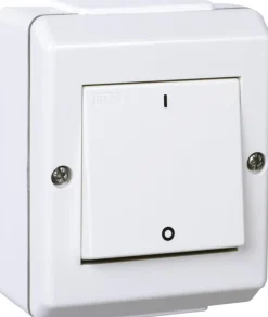 Bryter utenpåliggende kapslet 2-pol hvit IP55