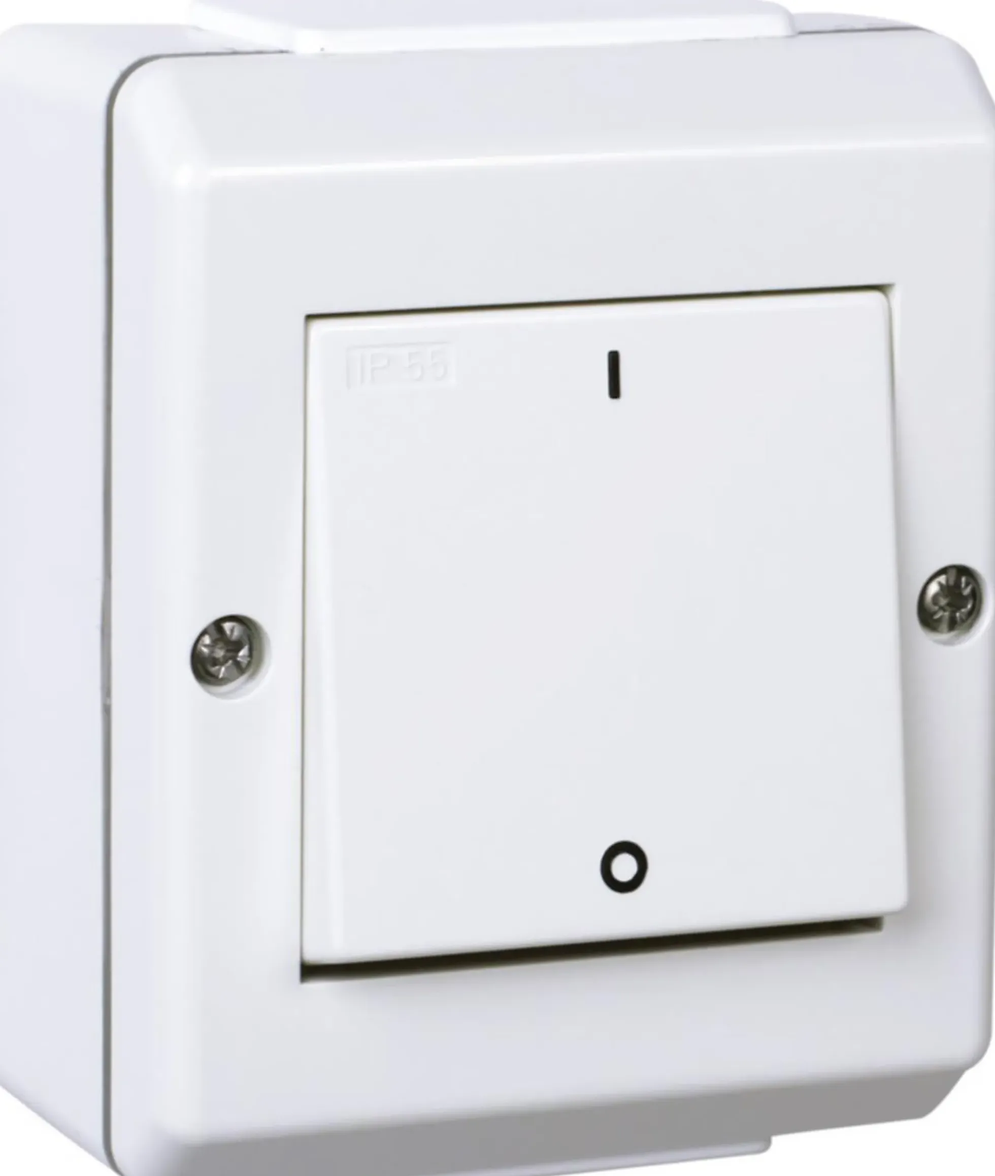Bryter utenpåliggende kapslet 2-pol hvit IP55