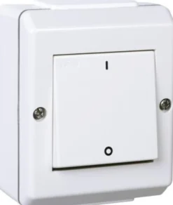 Bryter utenpåliggende kapslet 2-pol hvit IP55