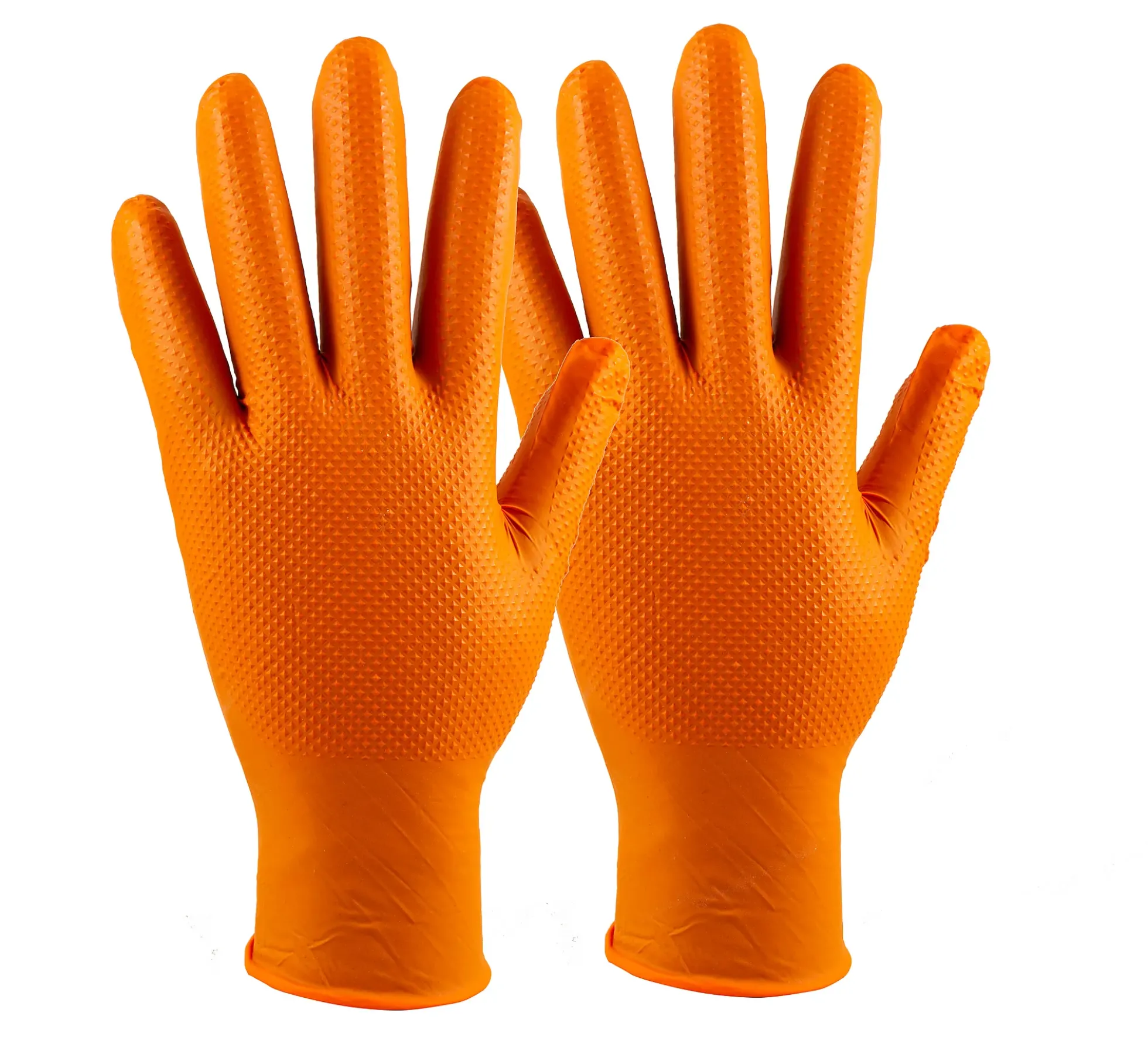 Engangshansker ekstra tykke oransje nitril 100 pk. Str. M