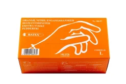 Engangshansker ekstra tykke oransje nitril 100 pk. Str. M