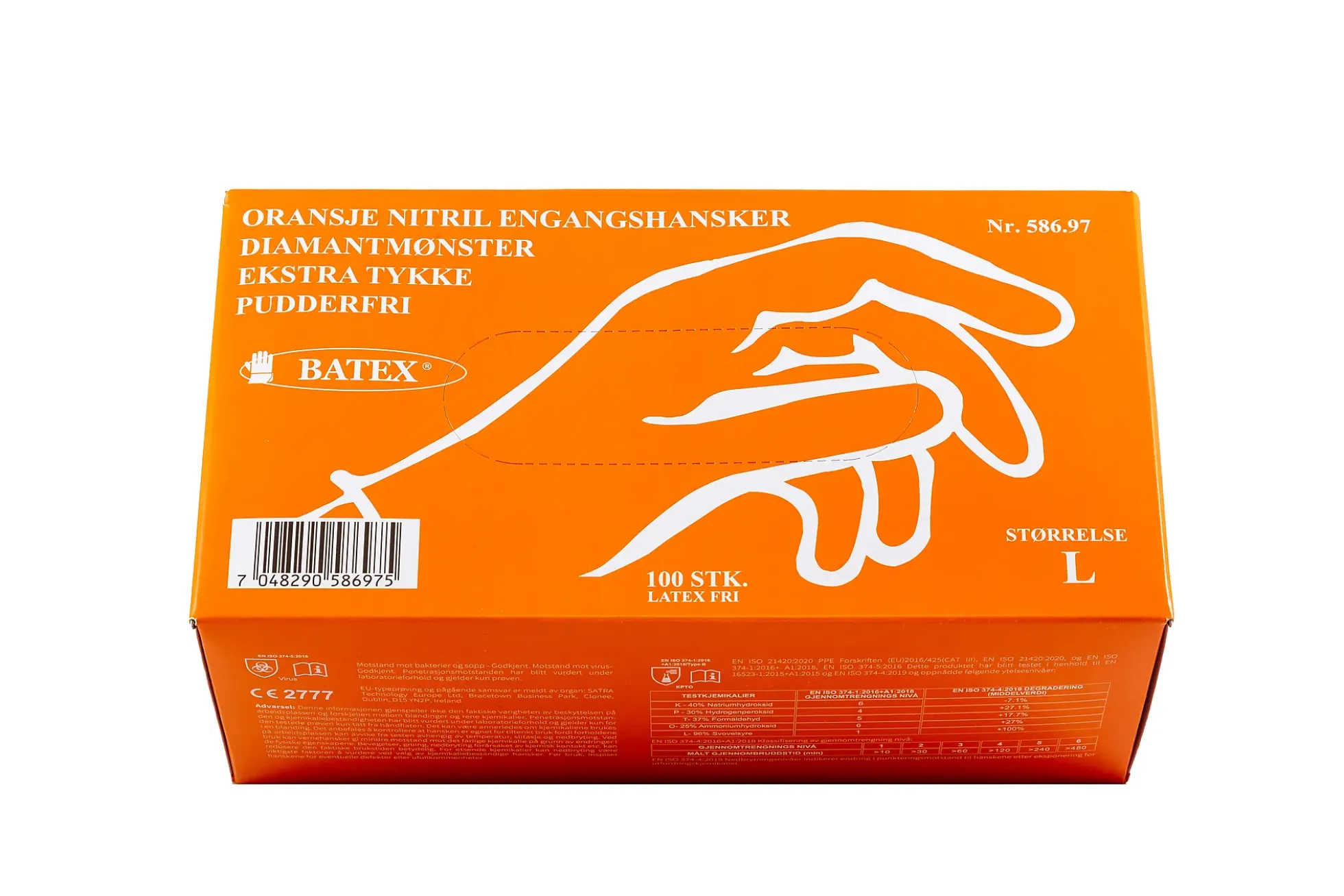Engangshansker ekstra tykke oransje nitril 100 pk. Str. M