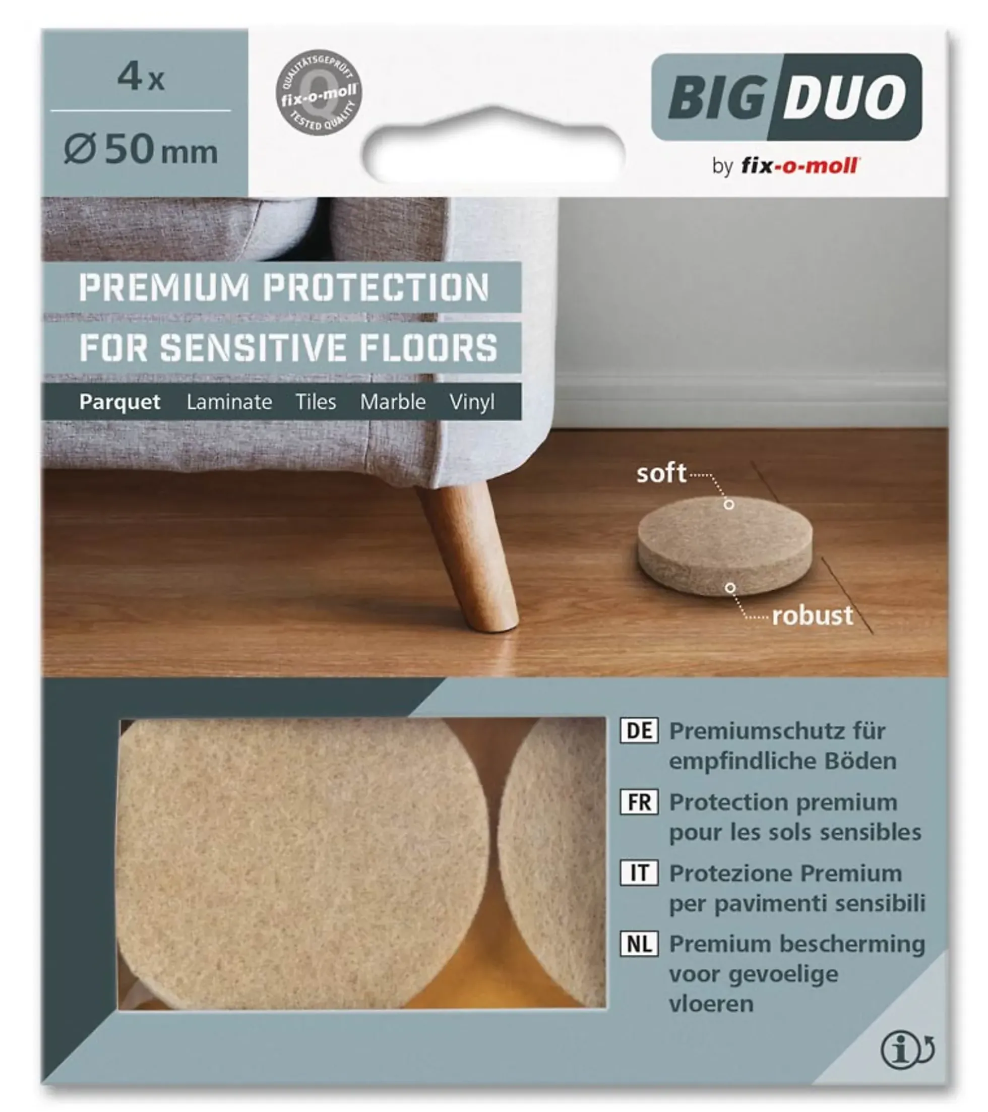 Filt Bigduo parkett Ø50mm Beige 4stk