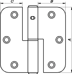 Hengsel 1146 venstre varmforzinket 85x35mm