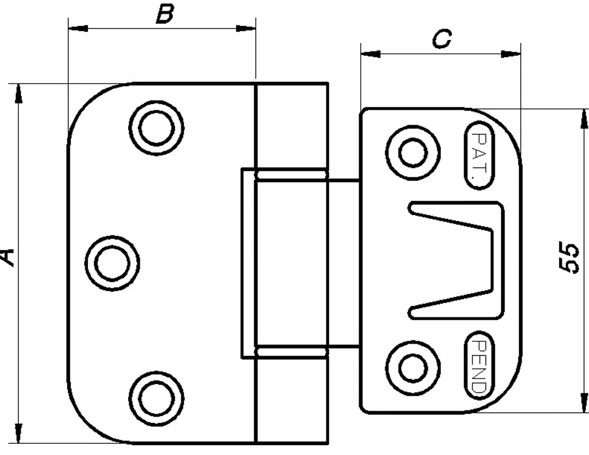 Hengsel Snap-In hvit 2stk