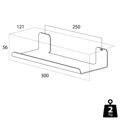 Hylle stor 30cm dobbeltsidig tape colar krom