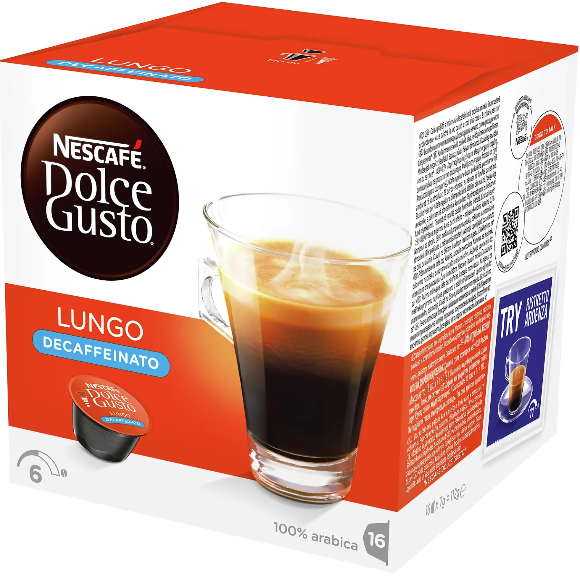 Kaffekapsel Lungo koffeinfri 16stk