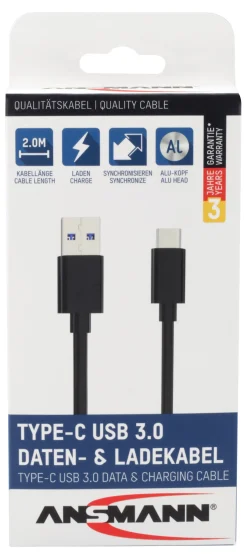 Ladekabel USB-A til USB-C 2m