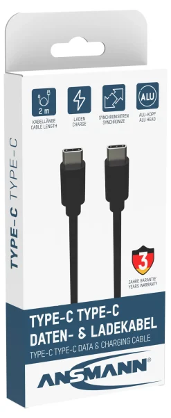 Ladekabel USB-C til USB-C 2m