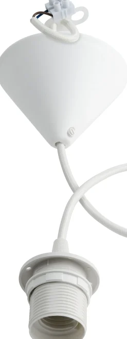 Lampeoppheng E27 plast hvit tekstilkabel 1,8m