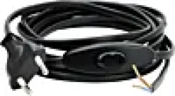 Lampettledning med bryter 2,5m sort