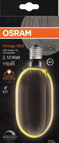 Led Dekorasjonspære E27 Ø100 12 110lm Smoke Dim Ekstra Varm