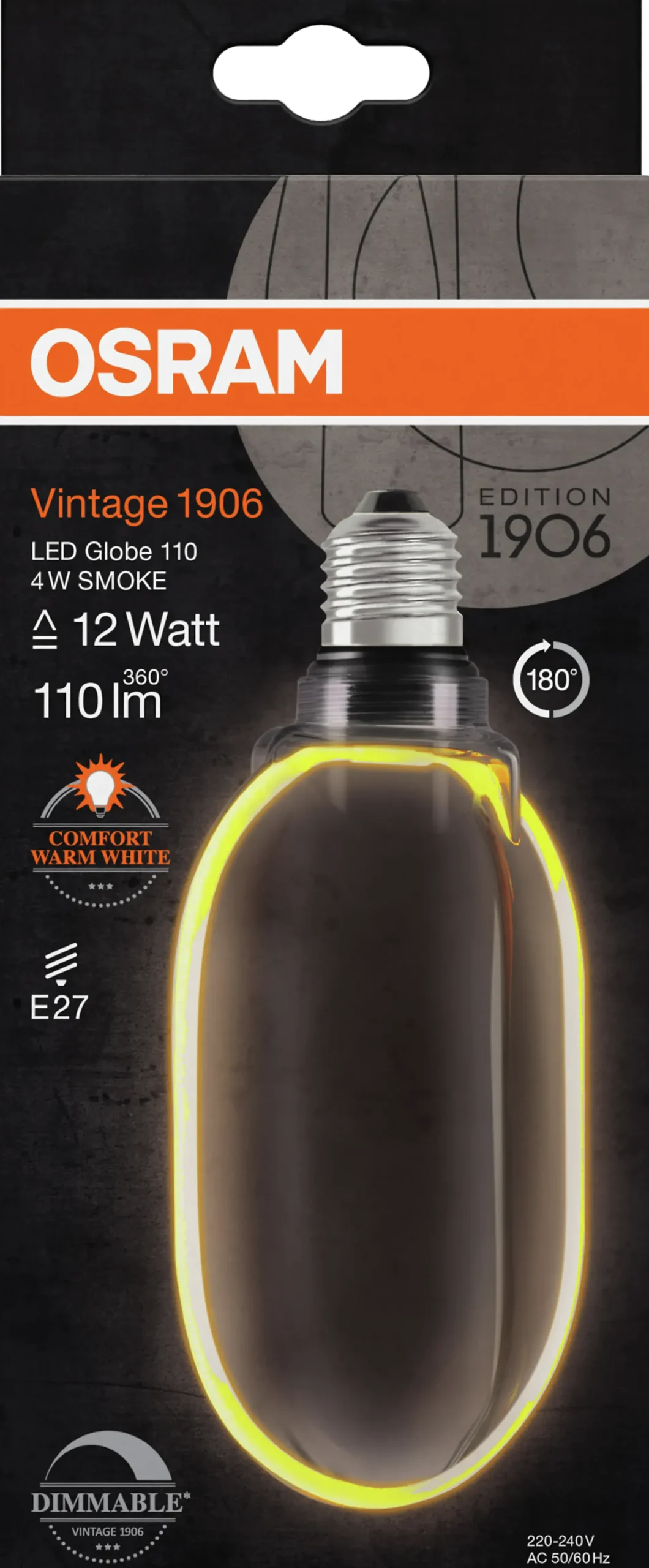 Led Dekorasjonspære E27 Ø100 12 110lm Smoke Dim Ekstra Varm