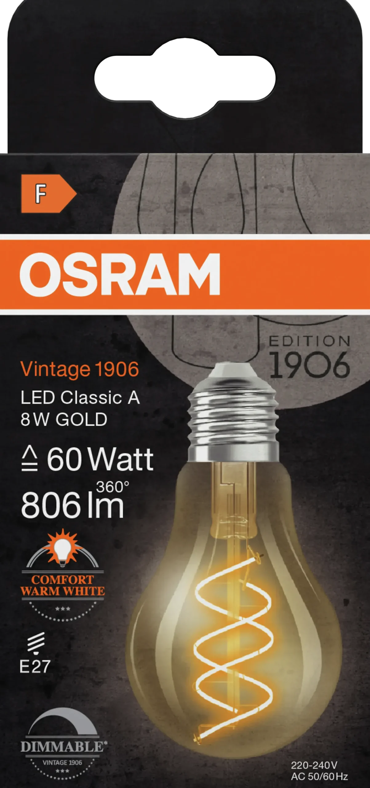 Led Dekorasjonspære E27 A60 806lm Gold Dimbar Varmere Lys