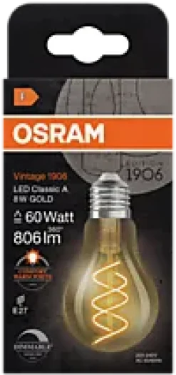 Led Dekorasjonspære E27 A60 806lm Gold Dimbar Varmere Lys