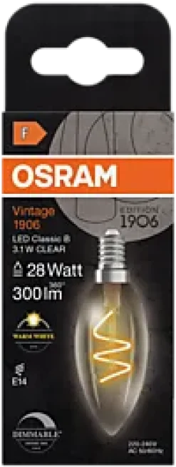 Led Dekorasjonspære E14 B28 300lm klar Dimbar Varmhvit