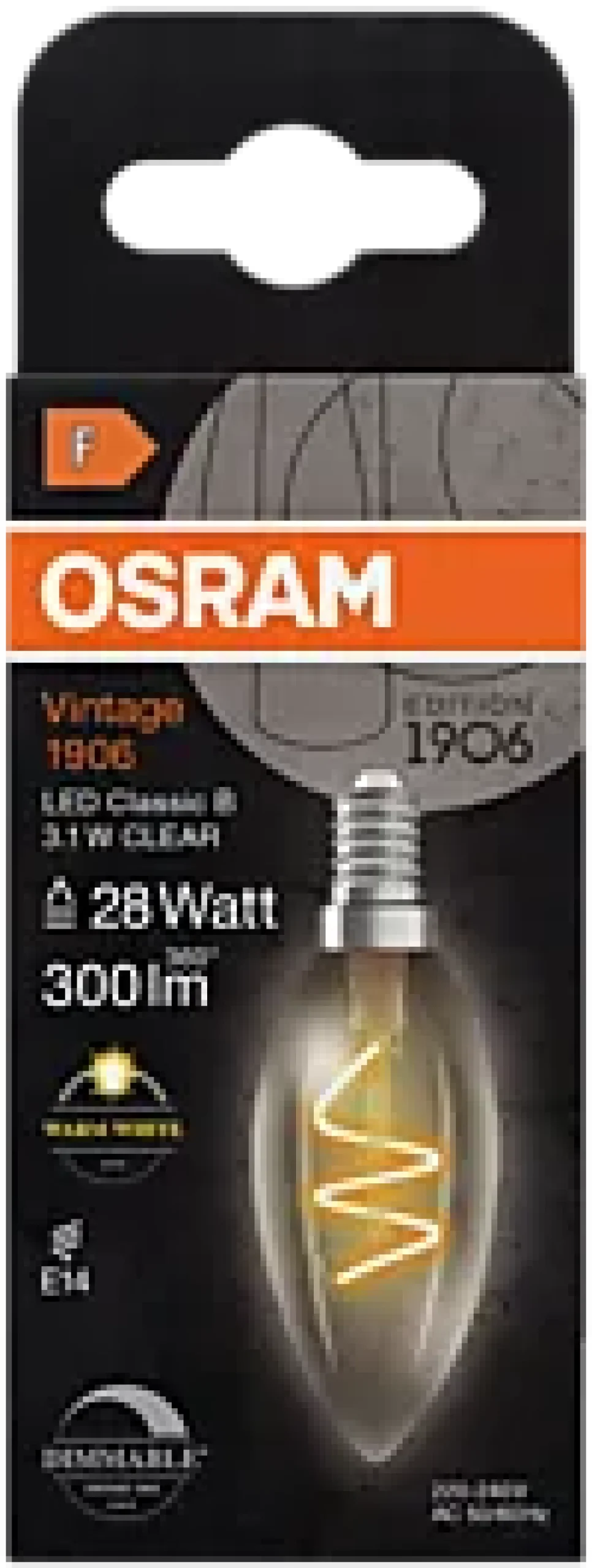 Led Dekorasjonspære E14 B28 300lm klar Dimbar Varmhvit