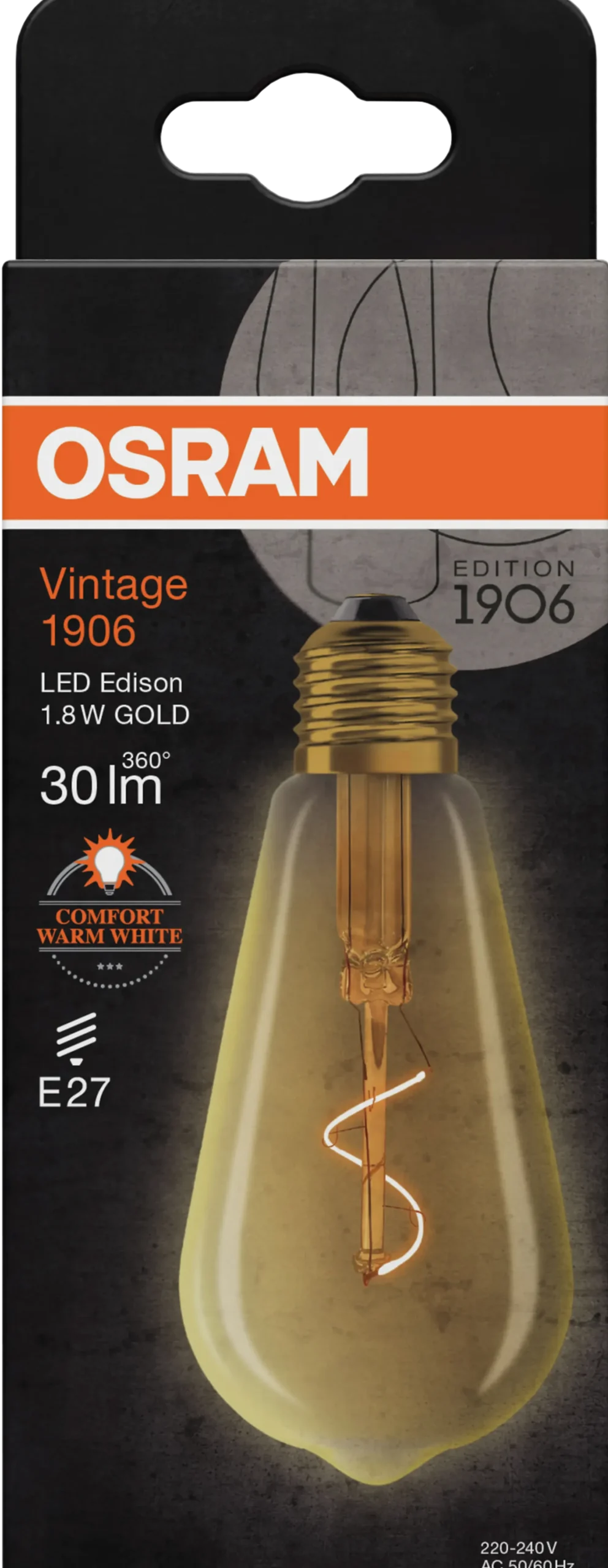 Led Dekorasjonspære E27 Edison 30lm Gold Varmere Lys