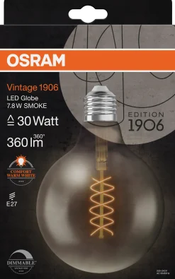 Led Dekorasjonspære E27 G125 30 360lm Smoke Dim Ekstra Varm