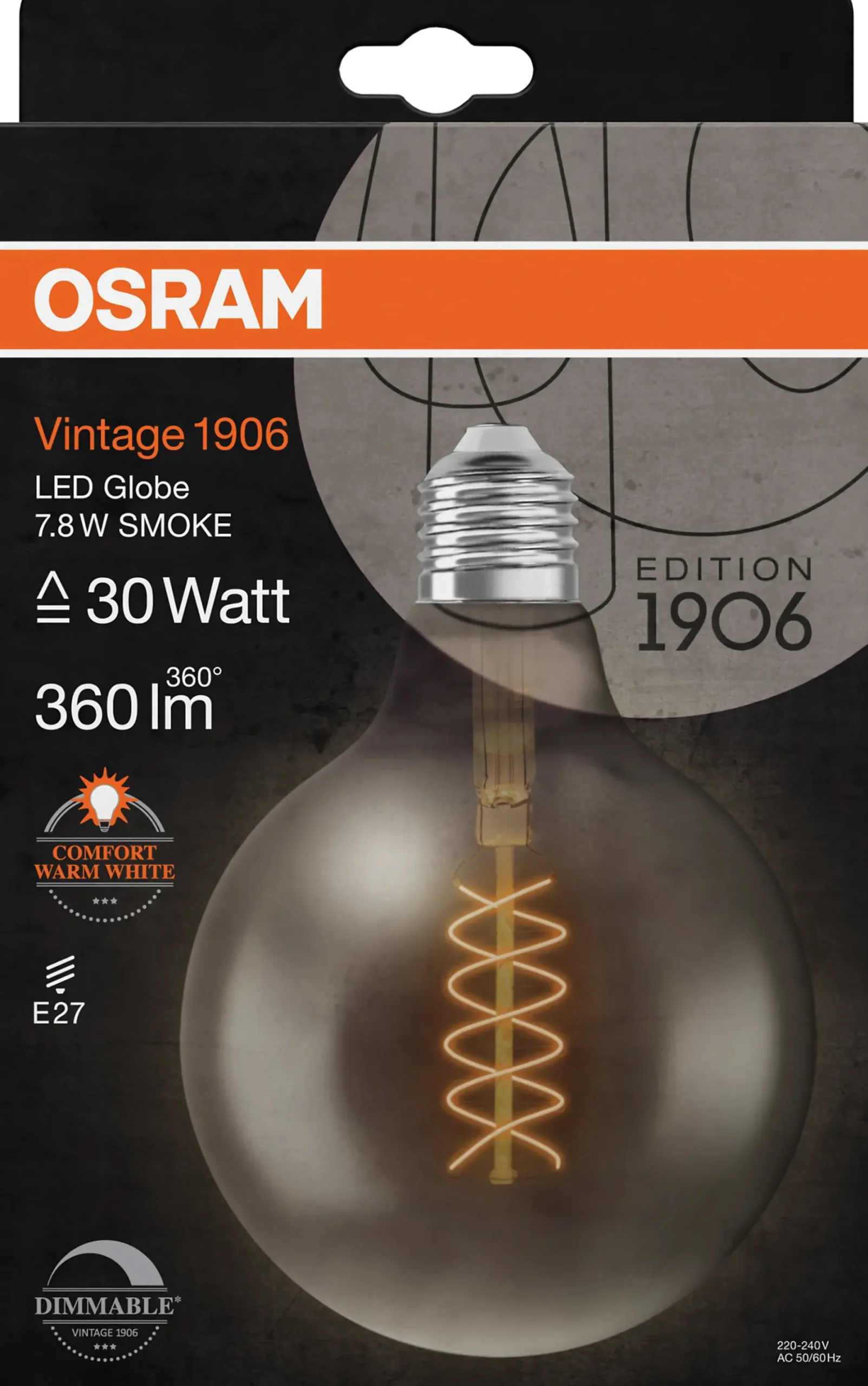 Led Dekorasjonspære E27 G125 30 360lm Smoke Dim Ekstra Varm