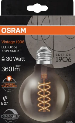 Led Dekorasjonspære E27 G95 30 360lm Smoke Dim Ekstra Varm
