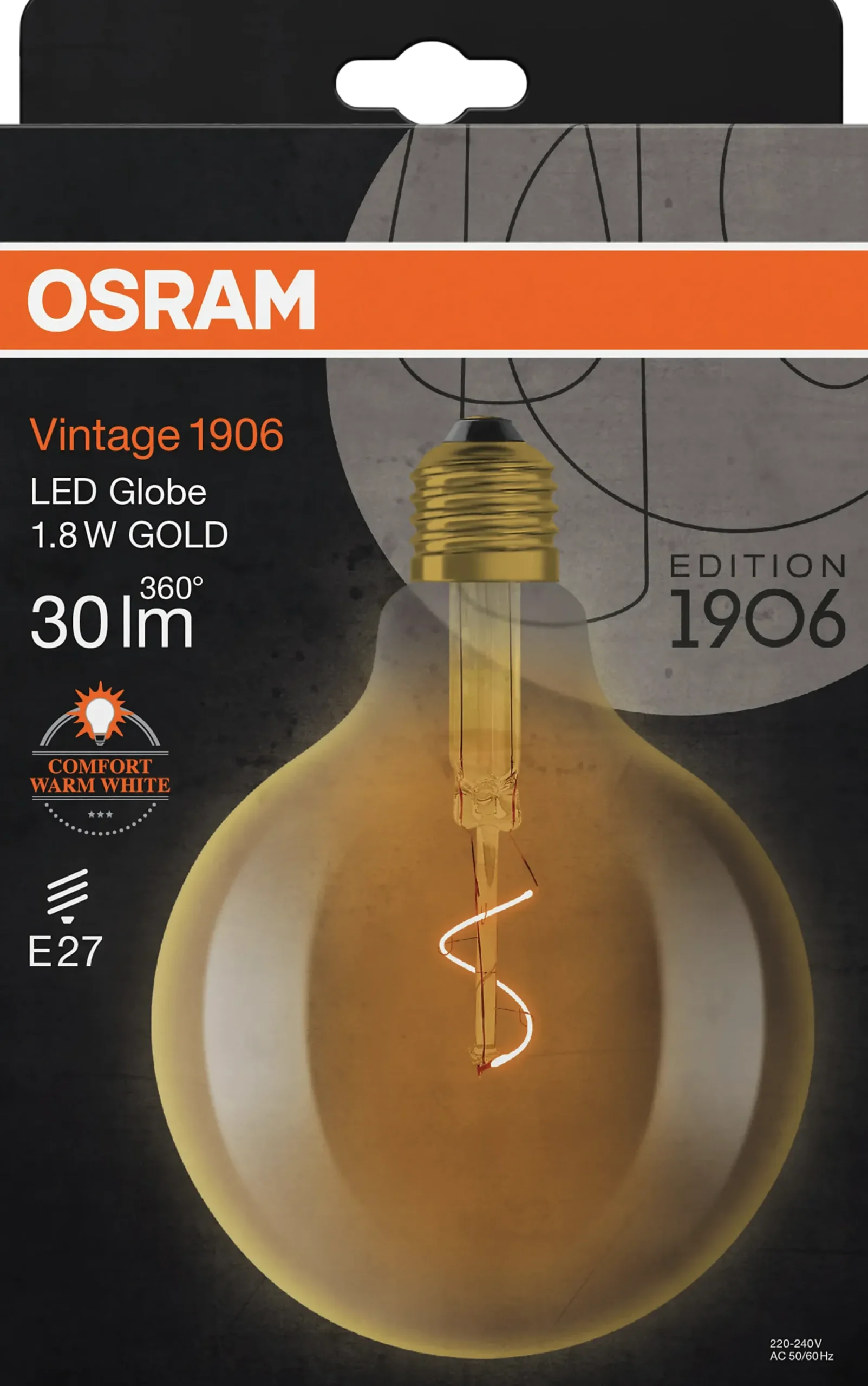 Led Dekorasjonspære E27 G125 30lm Gold Varmere Lys