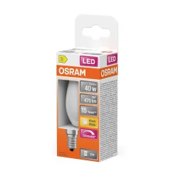Led Lyspære E14 Classic B40 470lm matt Dimbar Varmhvit