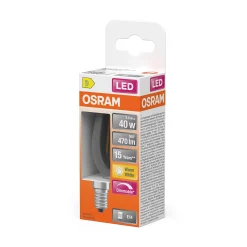 Led Lyspære E14 Classic B40 470lm klar Dimbar Varmhvit