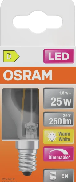Led Lyspære E14 Classic P25 250lm klar Dimbar Varmhvit