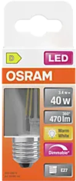 Led Lyspære E27 Classic P40 470lm klar Dimbar Varmhvit