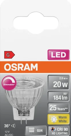 LED lyspære MR11 35 gu4 dim 3,2W 2700K 36° 12V