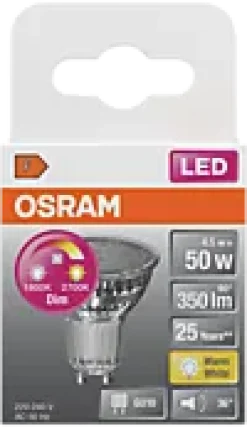 LED lyspære PAR16 50 GU10 glow dim 4,5W 2700K- 1800K 90° 230V
