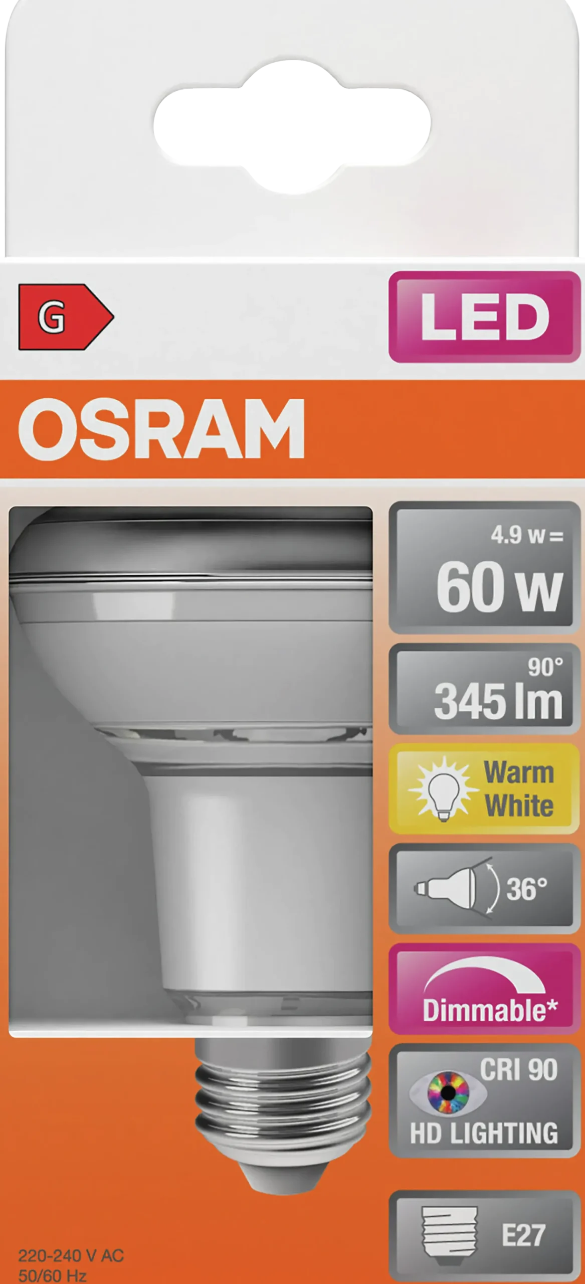 LED Spot R63 60 5,9W 2700K dim E27