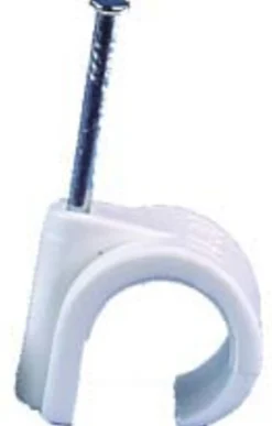 Ledningsklammer 7-10mm hvit oval 10stk