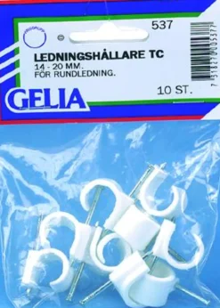 Ledningsklammer 14-20mm rund hvit 10stk