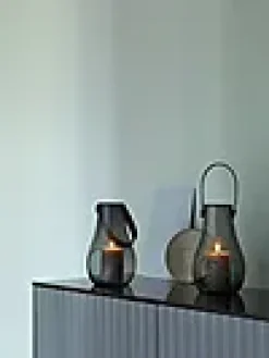 Lykt med hank Design With Light smoke 25cm