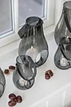 Lykt med hank Design With Light smoke 16cm