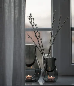 Lykt med hank Design With Light smoke 16cm