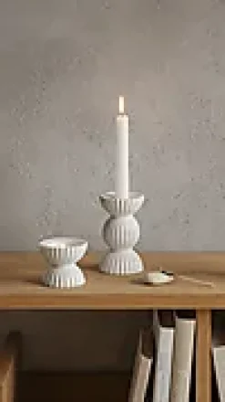 Lysestake Tura hvit 14cm