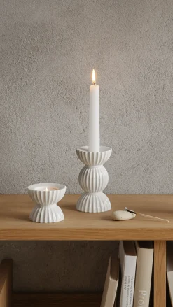 Lysestake Tura hvit 14cm
