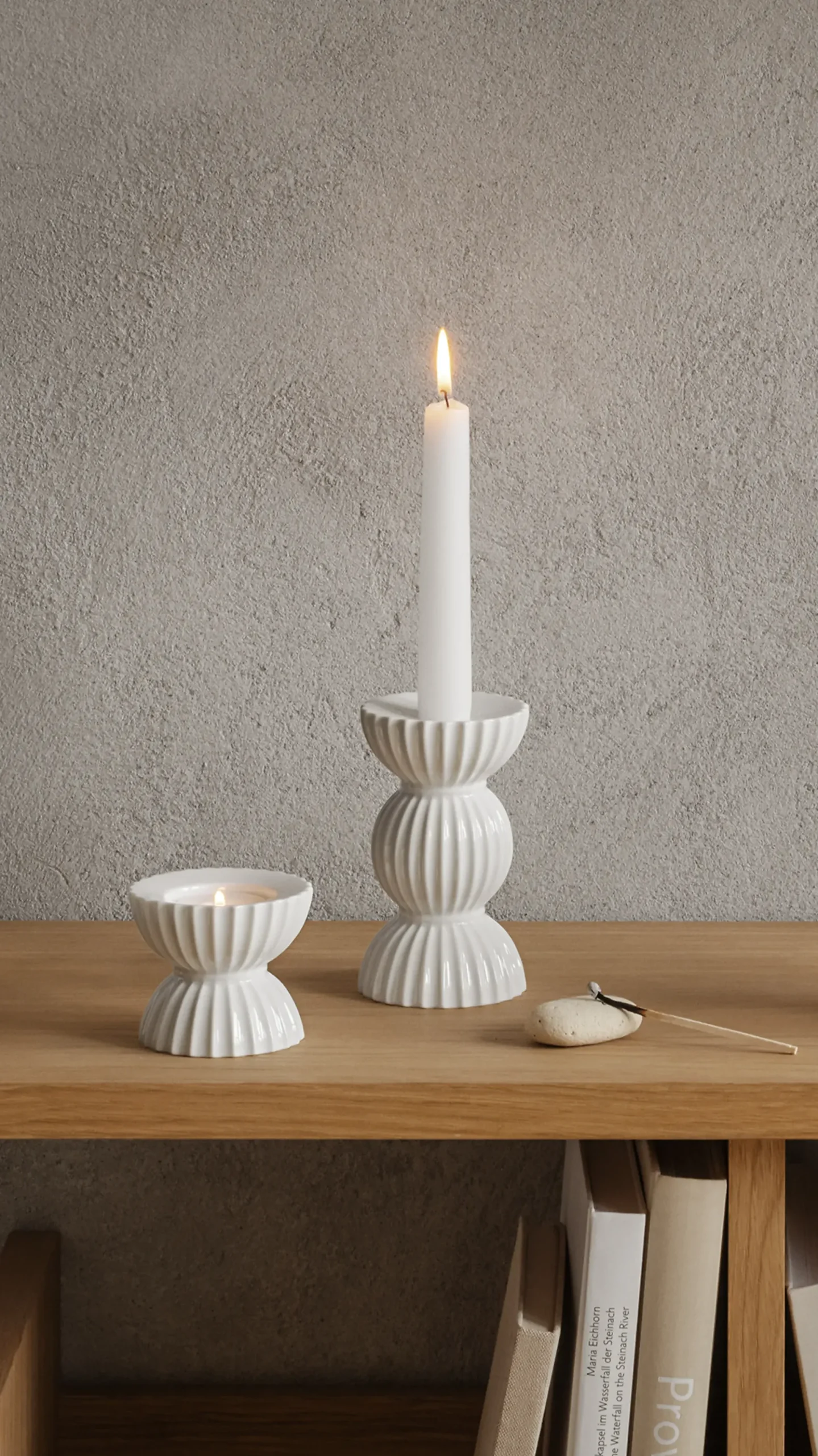 Lysestake Tura hvit 14cm