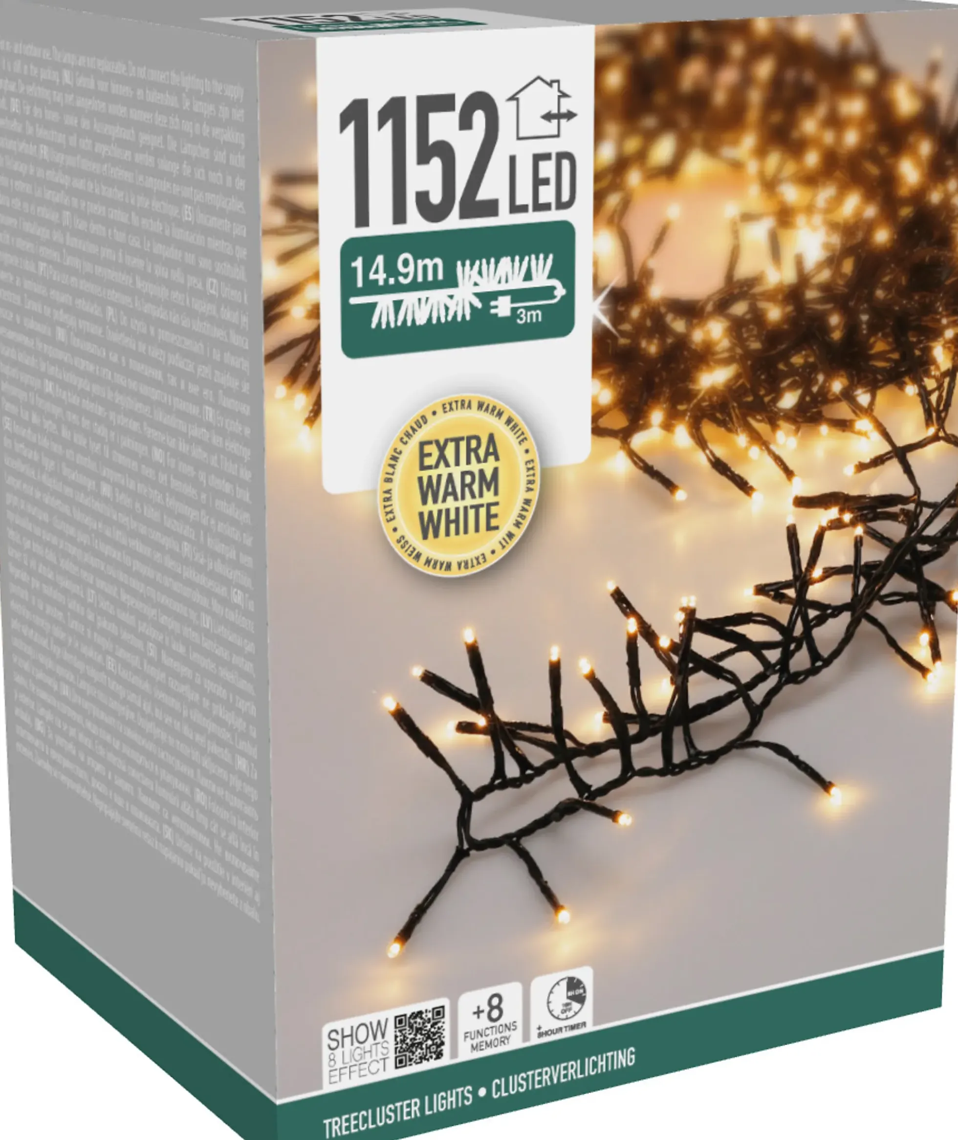 Lysslynge Treecluster 1152ledlys ekstra varmhvit IP44 15m