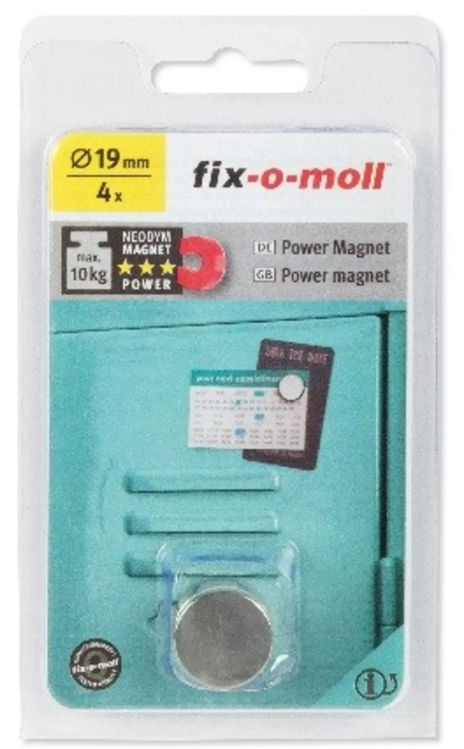 Magnetskiver Neodym silver 19x3mm 4stk 10kg