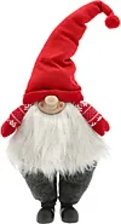 NISSE GUTT 80CM RØD/GRÅ POLYESTER