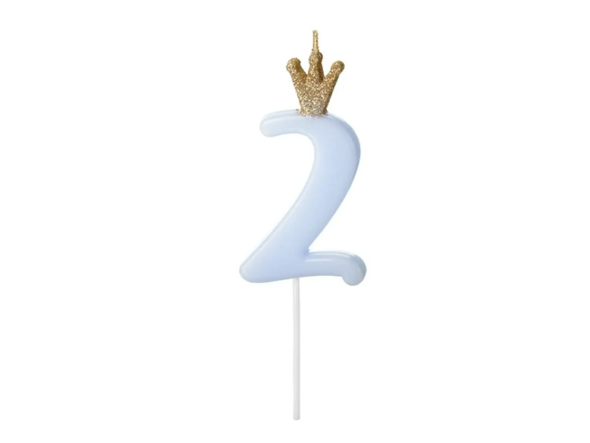 Nummerlys 2 blå med krone 9,5cm