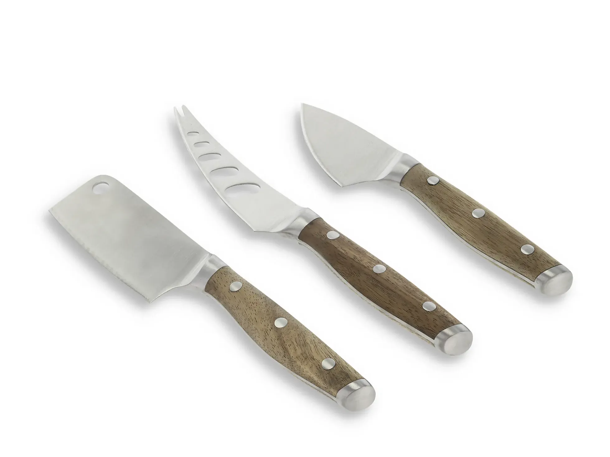 Ostesett 3 deler rustfritt stål/akasietre