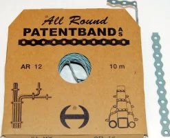 PATENTBÅND HULL 4,3MM B13MM L10M PLASTBELAGT GRÅ