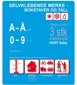 Selvklebende merker bokstaver og tall 3